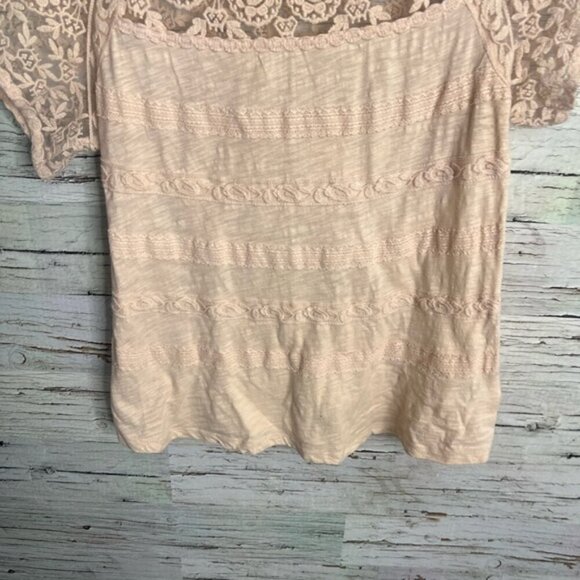 Anthropologie Meadow Rue Cream Lace Relaxed Blouse top peach size small - Picture 2 of 7